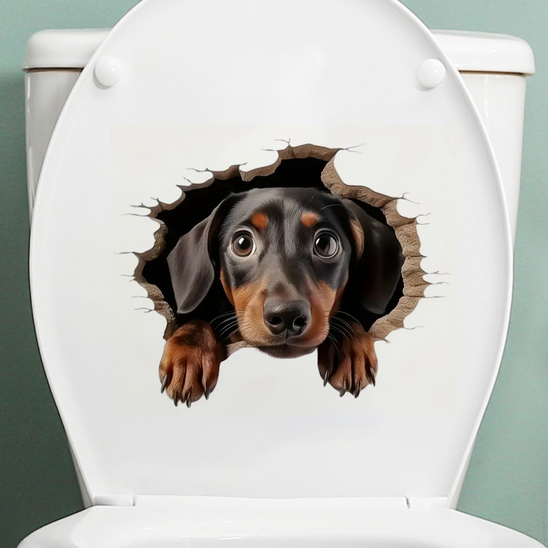 Home Bathroom Break - Наклейки на туалет с 3D-эффектом таксы,