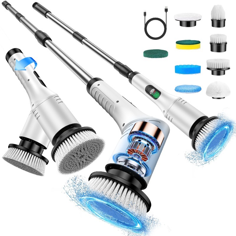 Home Bathroom Products - Электрическая вращающаяся щетка-скруббер 9-в-1, беспроводная, с