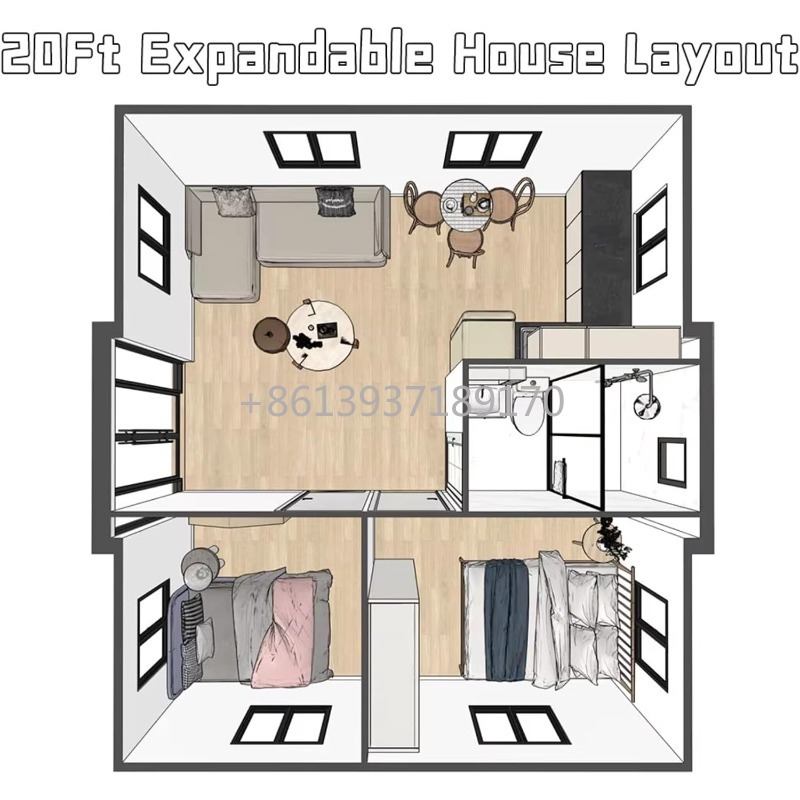 20-футовый мини-дом с 2 спальн – обзор и цена Tiny Home Bathroom Kitchen