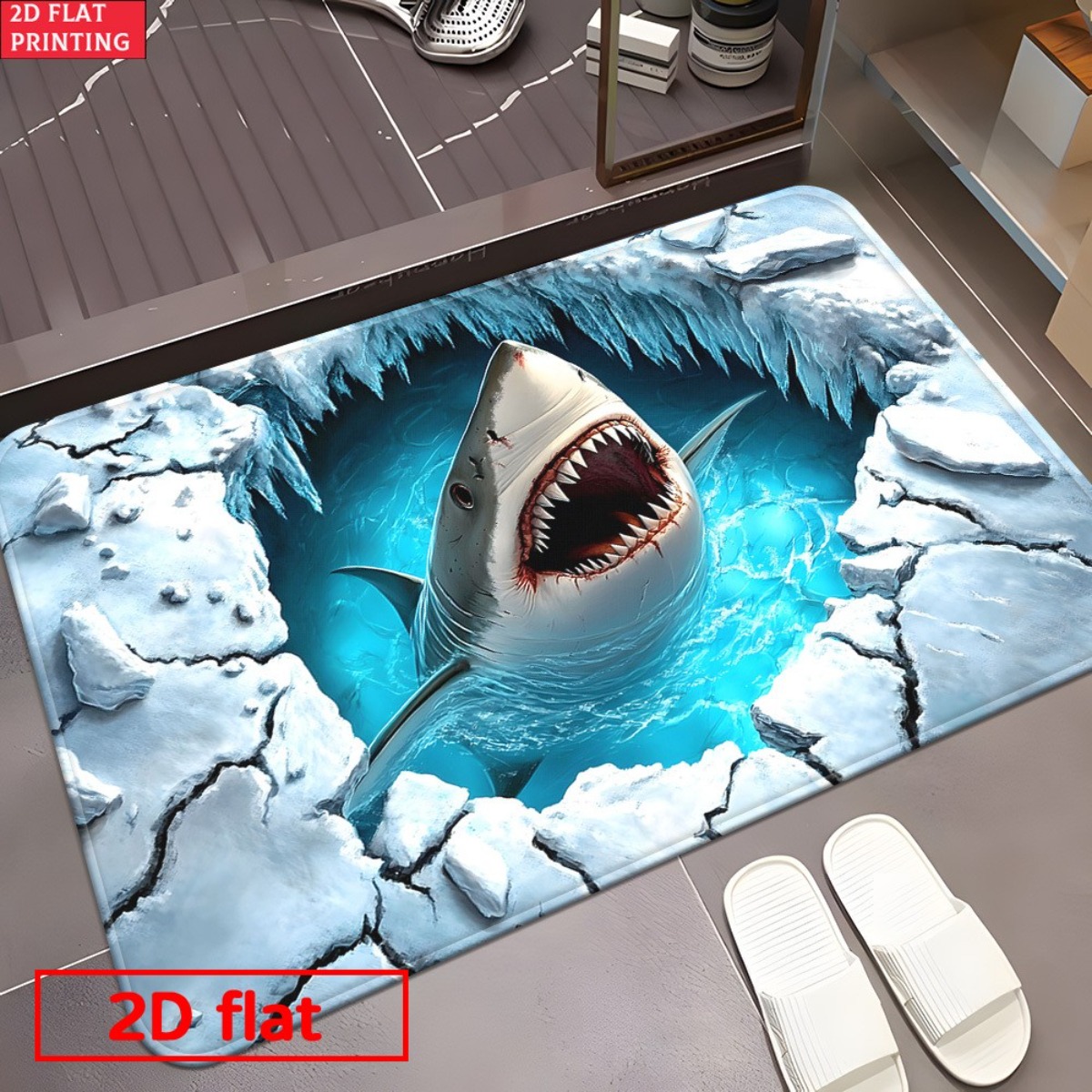 Фланелевый коврик 3D «Акула, р – обзор и цена Home Bathroom Break