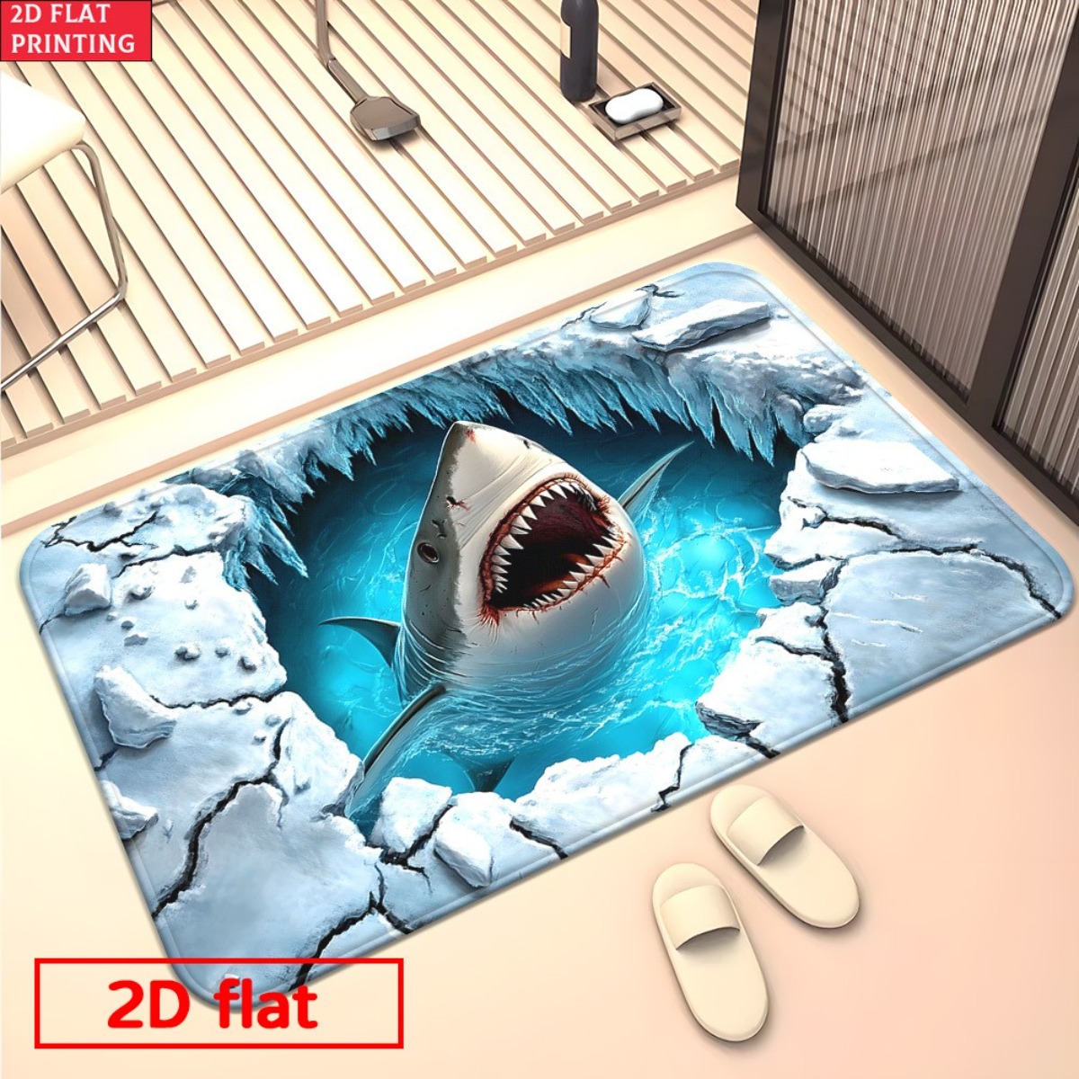 Фланелевый коврик 3D «Акула, р – обзор и цена Home Bathroom Break