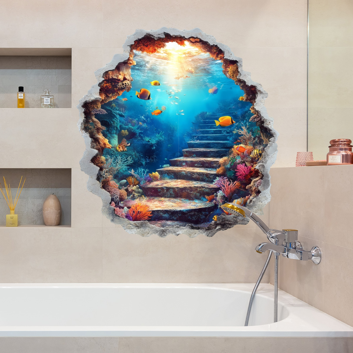 3D-наклейка на стену «Подводны – обзор и цена Home Bathroom Break