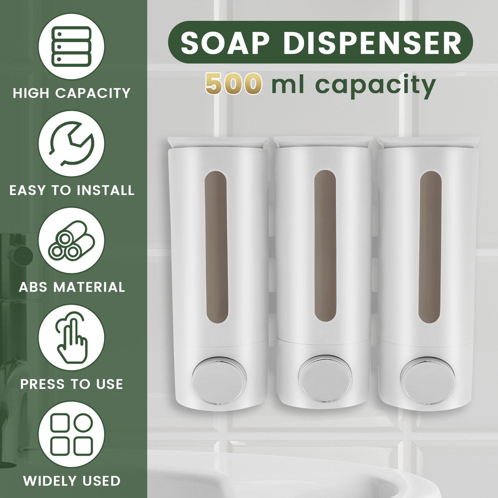 500 мл настенный дозатор жидко – обзор и цена Home Bathroom Wall Soap Dispenser